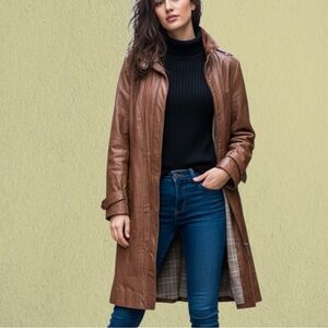 Vintage Danier Leather brown long line coat